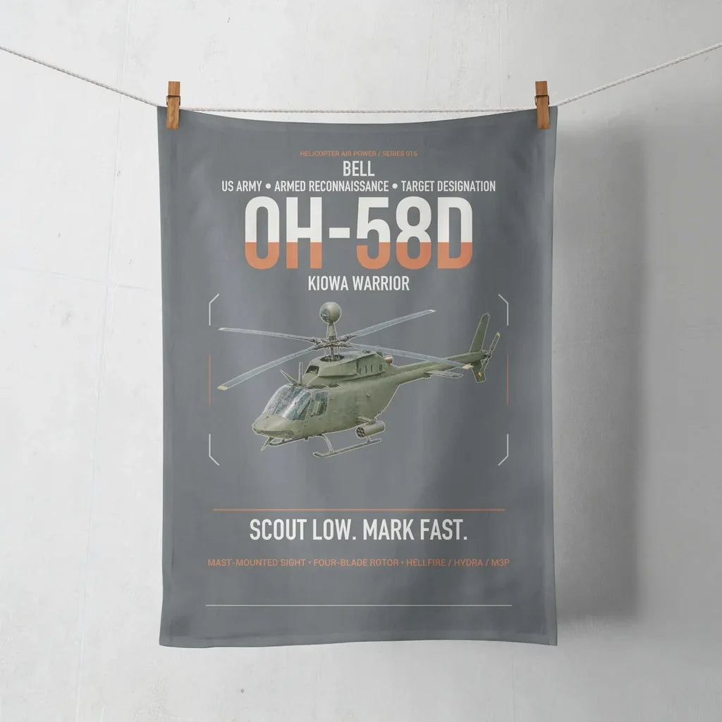 Bell OH-58D Kiowa Warrior design on gray towel