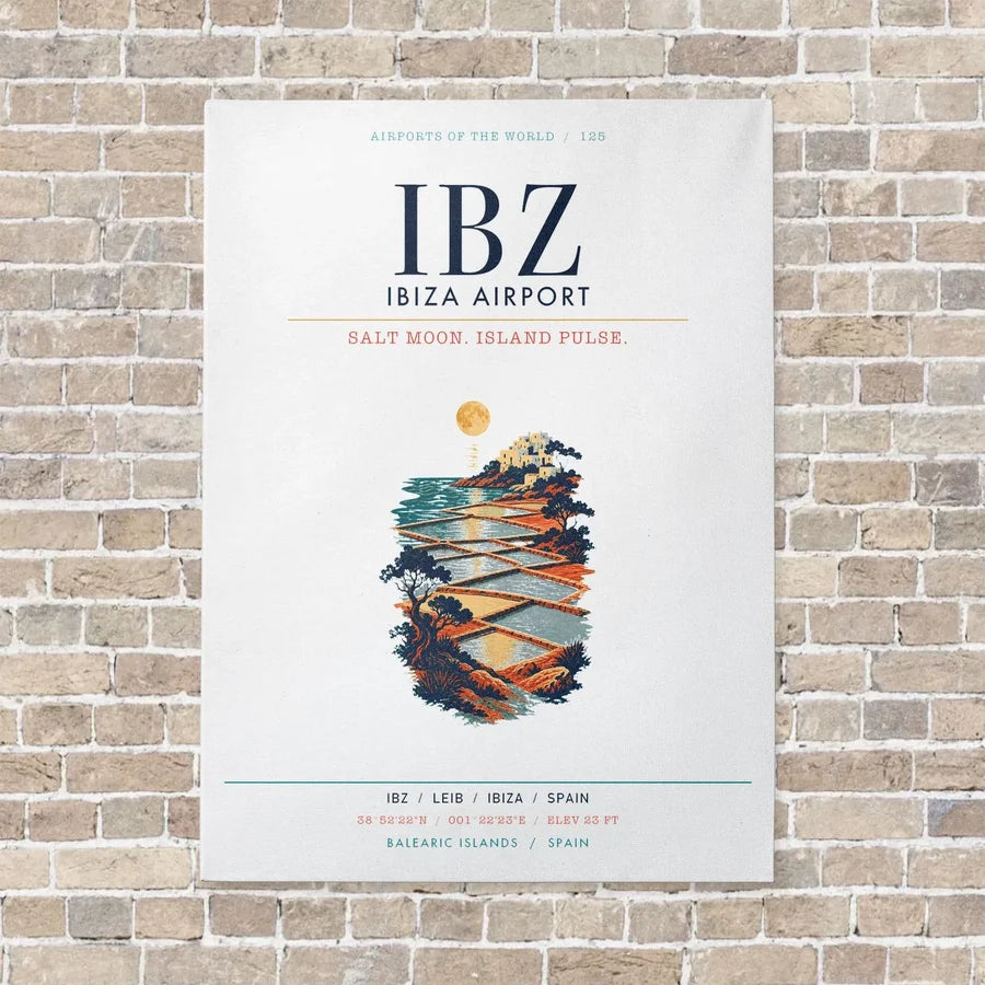 Ibiza Airport IBZ vertical canvas print - no frame - white background