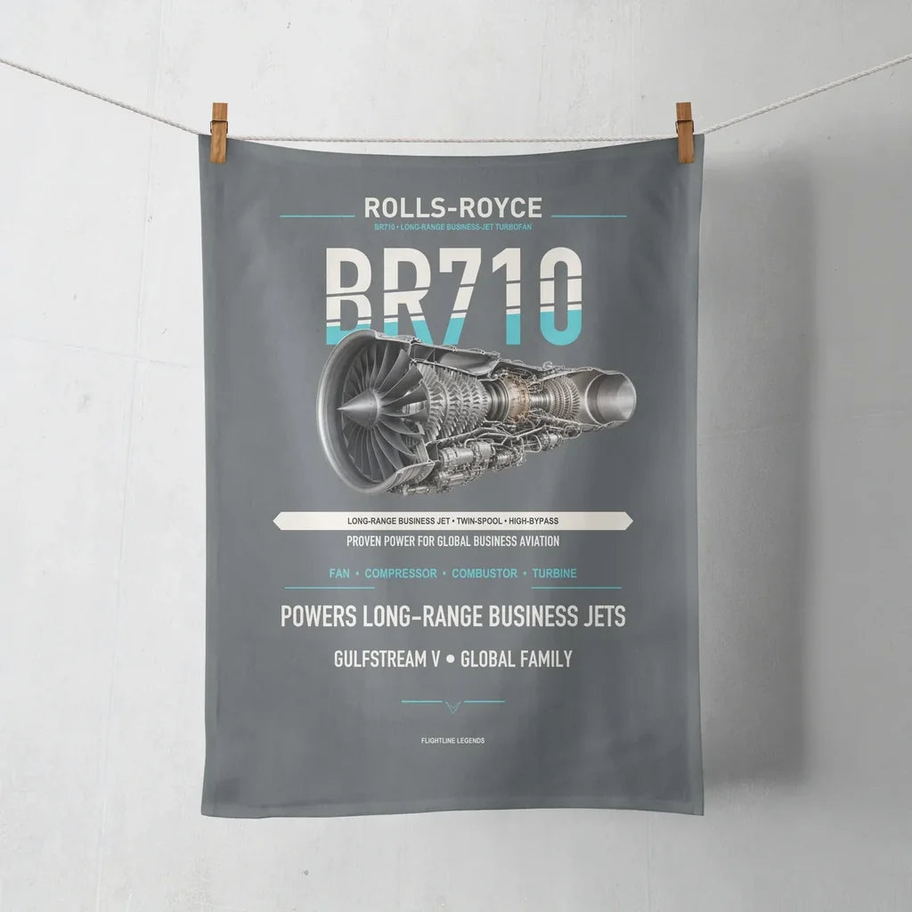 BR710 design on gray towel