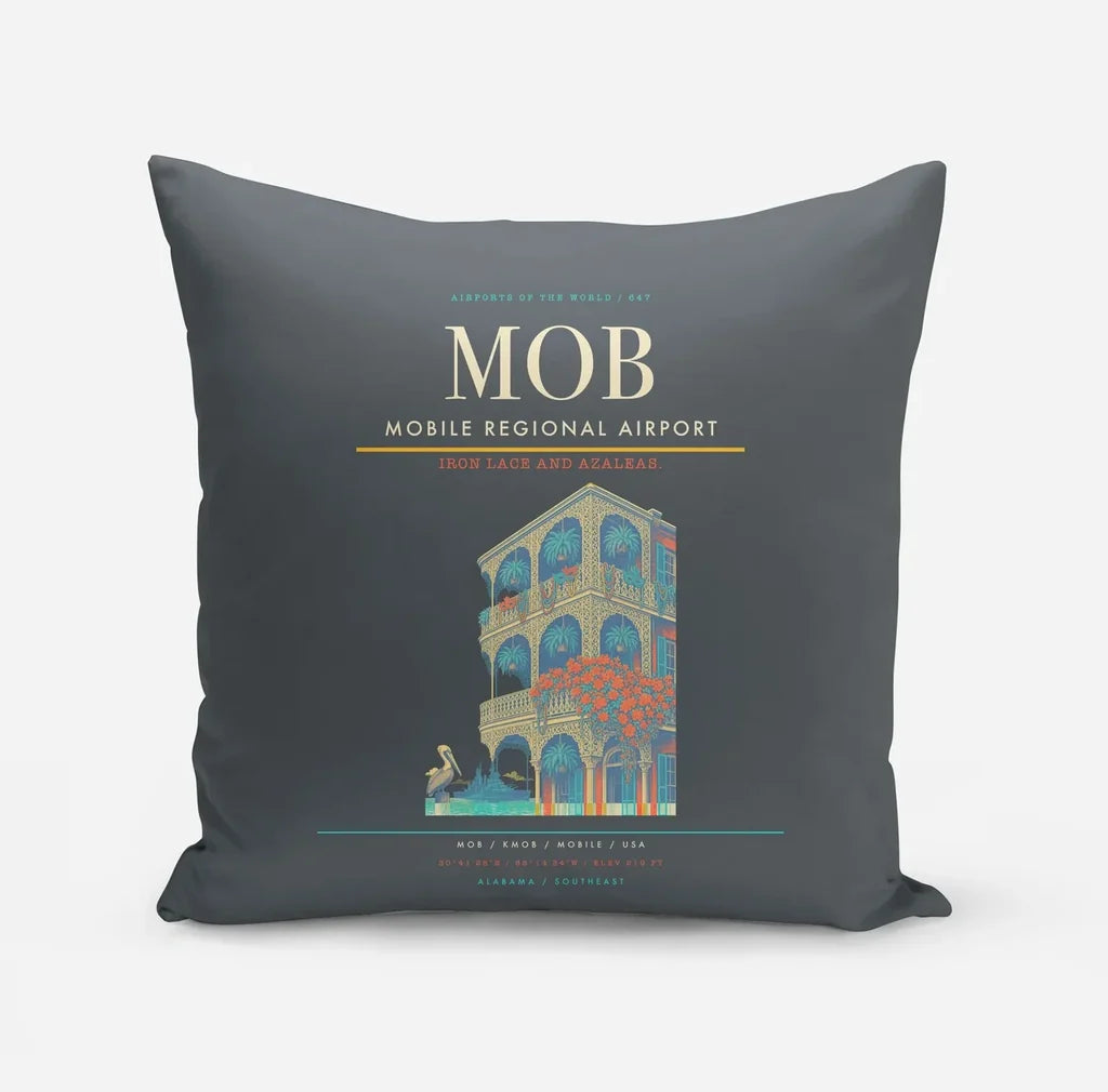Mobile Regional Airport (MOB) design on gray pillow