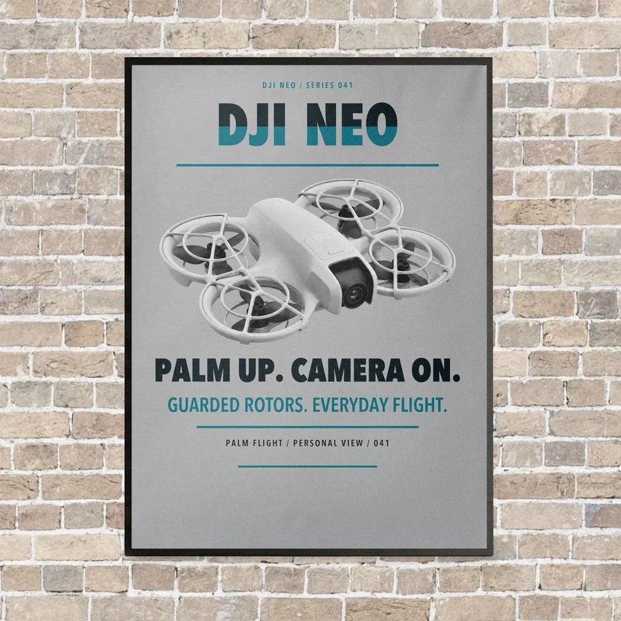 DJI Neo vertical canvas print - framed - light gray background