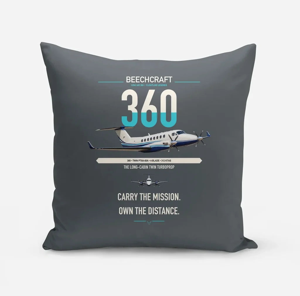 Beechcraft King Air 360 design on gray pillow