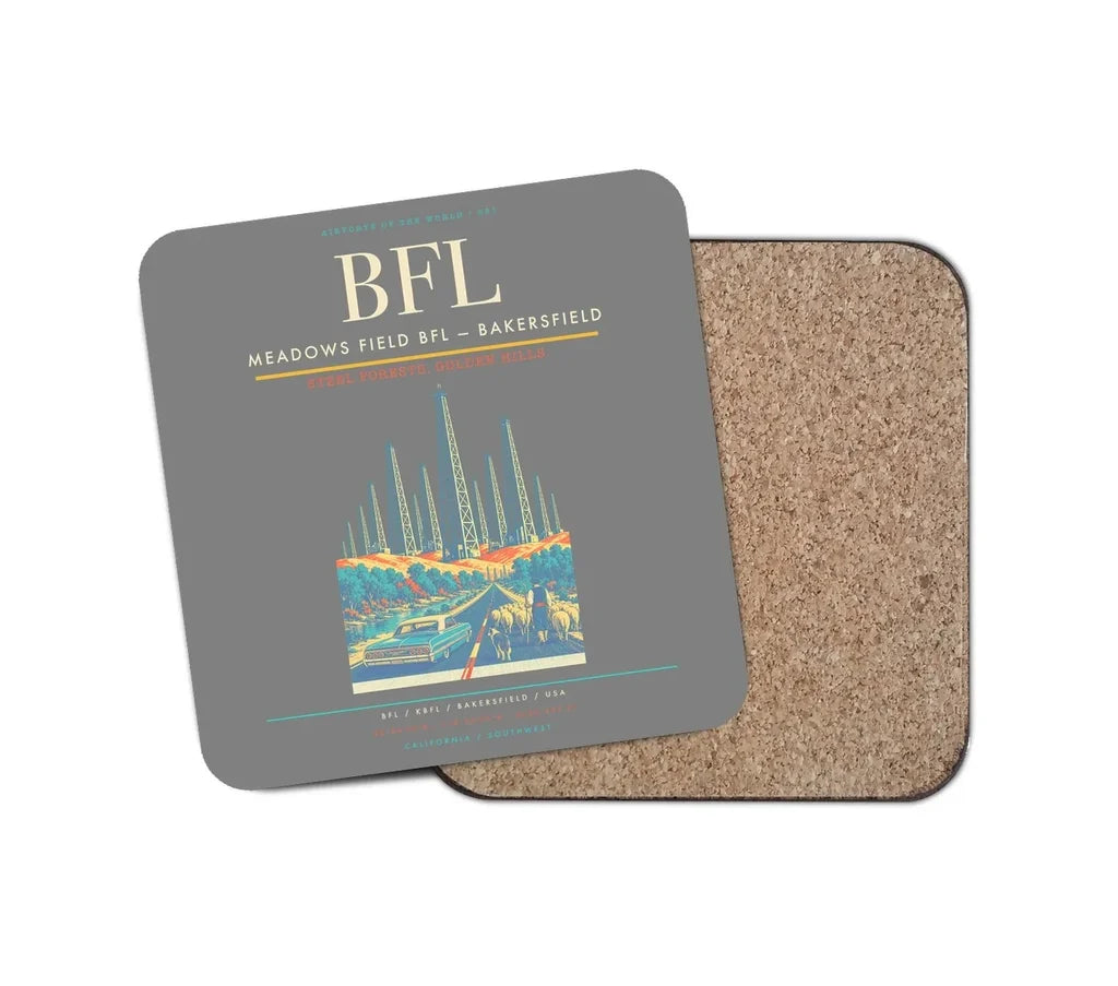 Meadows Field (BFL) design on gray 1 piece coaster