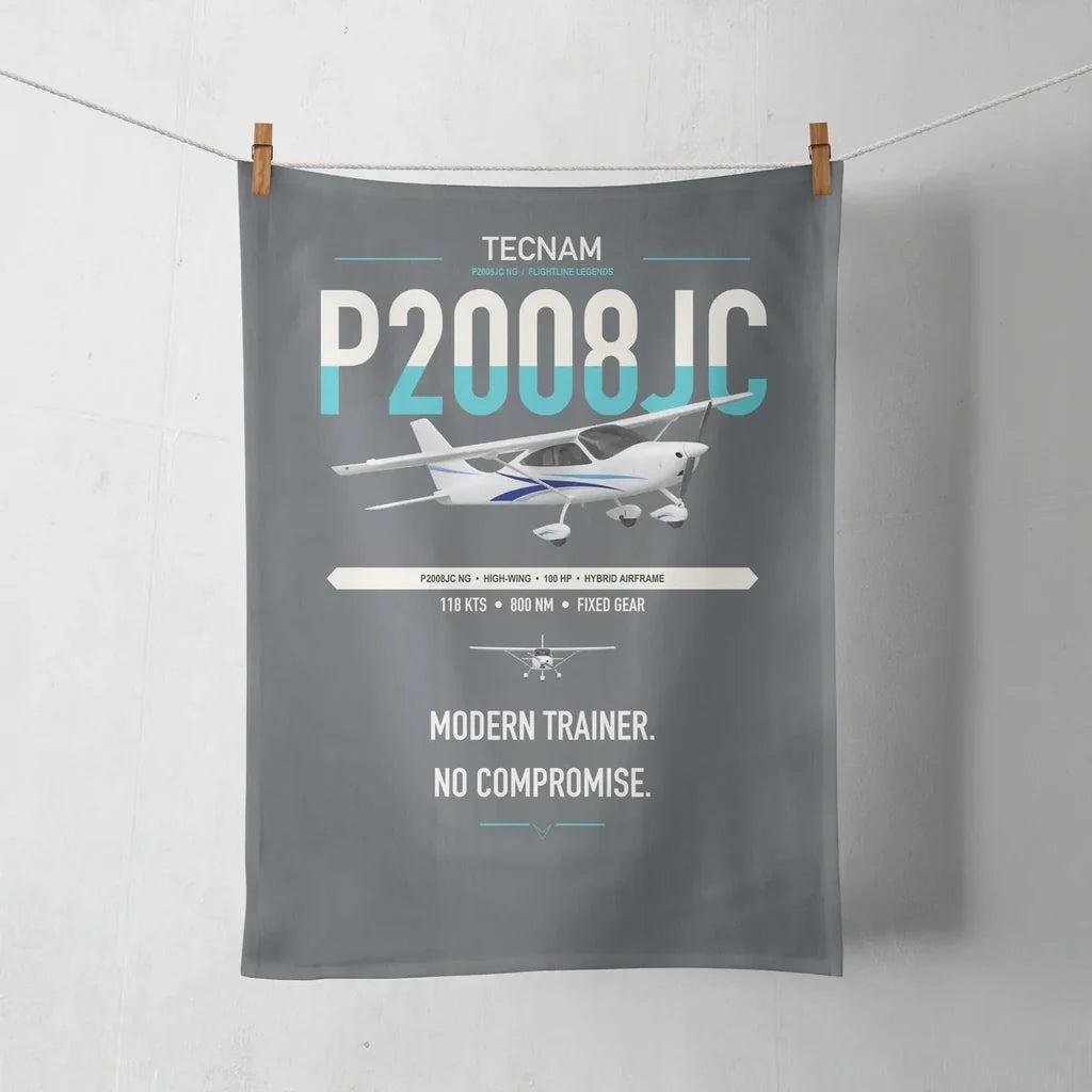 Tecnam P2008JC NG design on gray towel