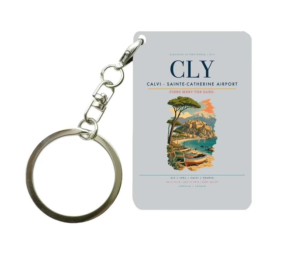 Calvi (CLY) design on light gray key chain