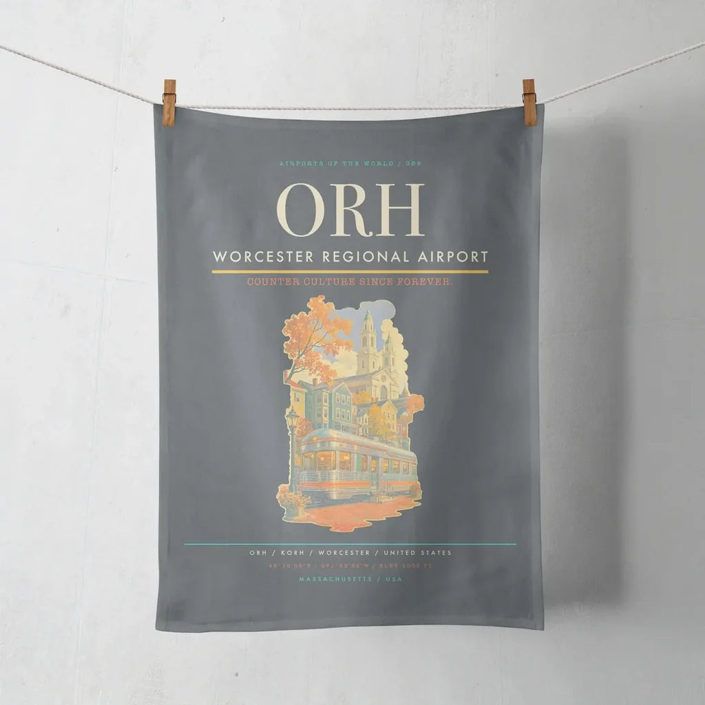 Worcester Regional Airport (ORH) design on gray towel