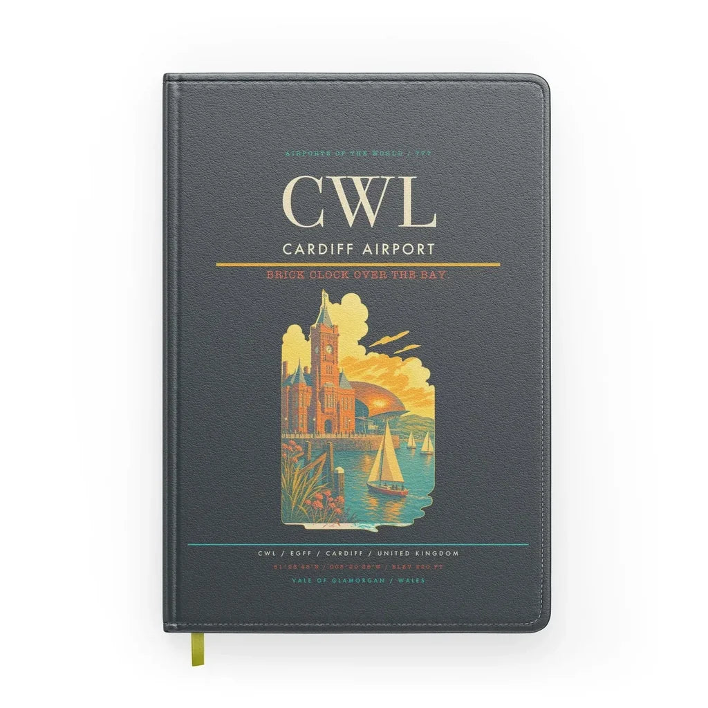 Cardiff Airport (CWL) design on gray notebook