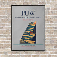 Thumbnail for Pullman–Moscow Regional Airport PUW vertical canvas print - framed - light gray background