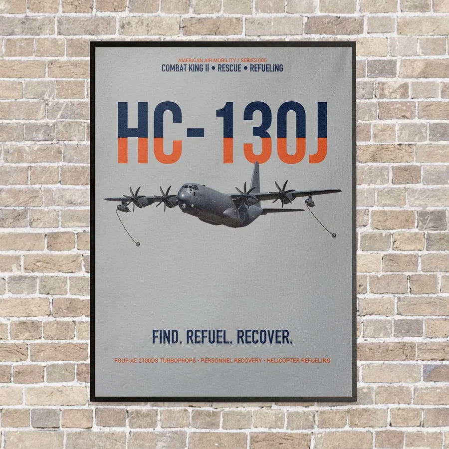 HC-130J COMBAT KING II vertical canvas print - framed - light gray background