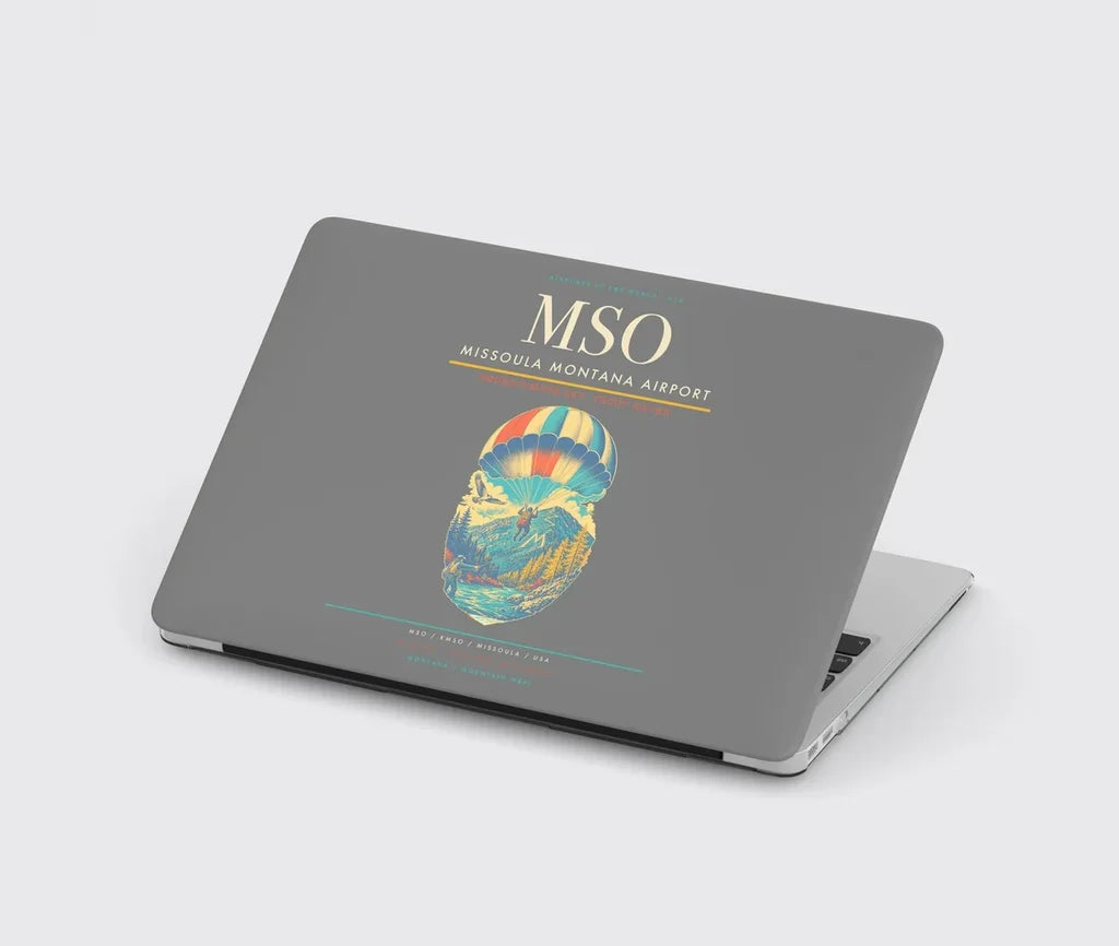 Missoula Montana Airport (MSO) design on gray MacBook case