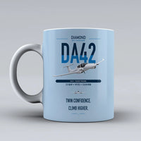 Thumbnail for Diamond DA42-VI design on light blue ceramic mug, double-side print