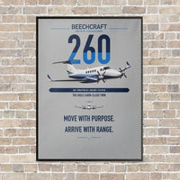 Thumbnail for Beechcraft King Air 260 vertical canvas print - framed - light gray background