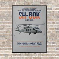 Thumbnail for Mitsubishi Sikorsky SH-60K vertical canvas print - framed - light gray background