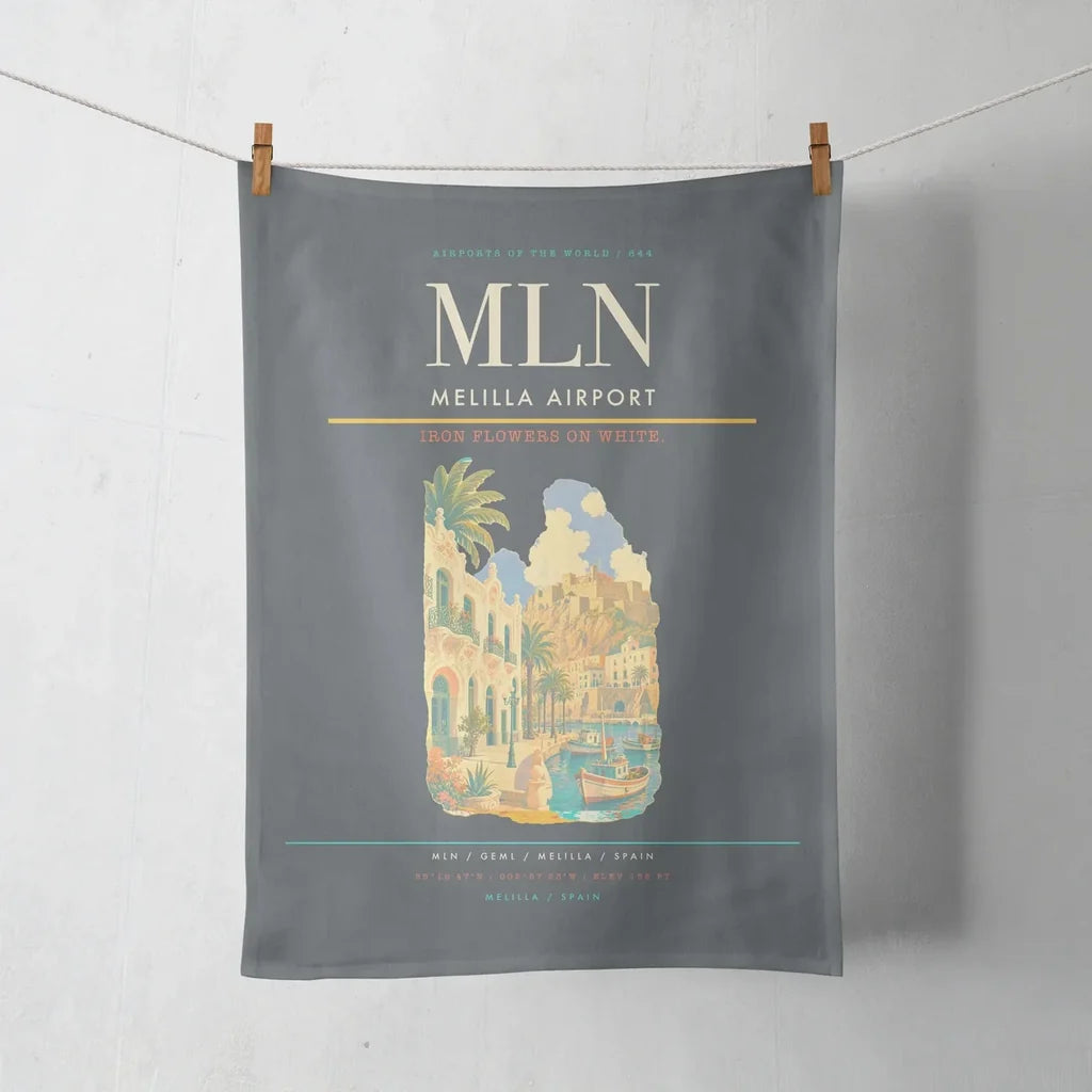 Melilla Airport (MLN) design on gray towel