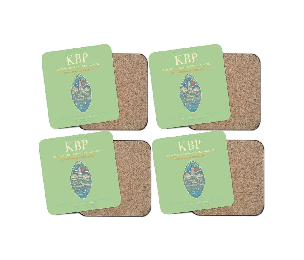 Boryspil International Airport KBP Coaster 4-Pieces-Set - Light Green