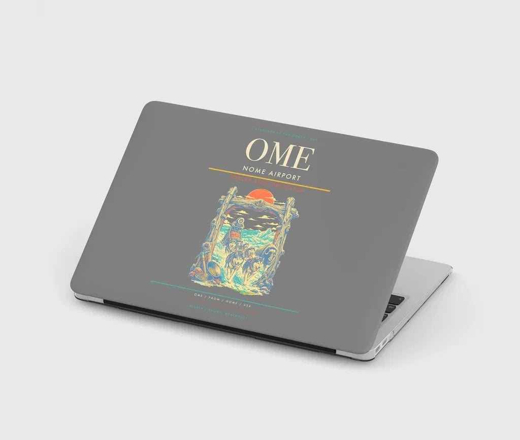 Nome Airport (OME) design on gray MacBook case