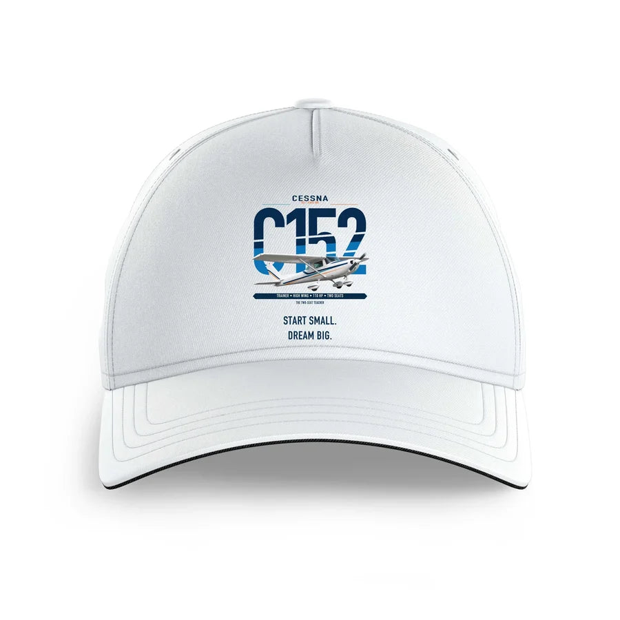 Cessna 152 design on white printed hat