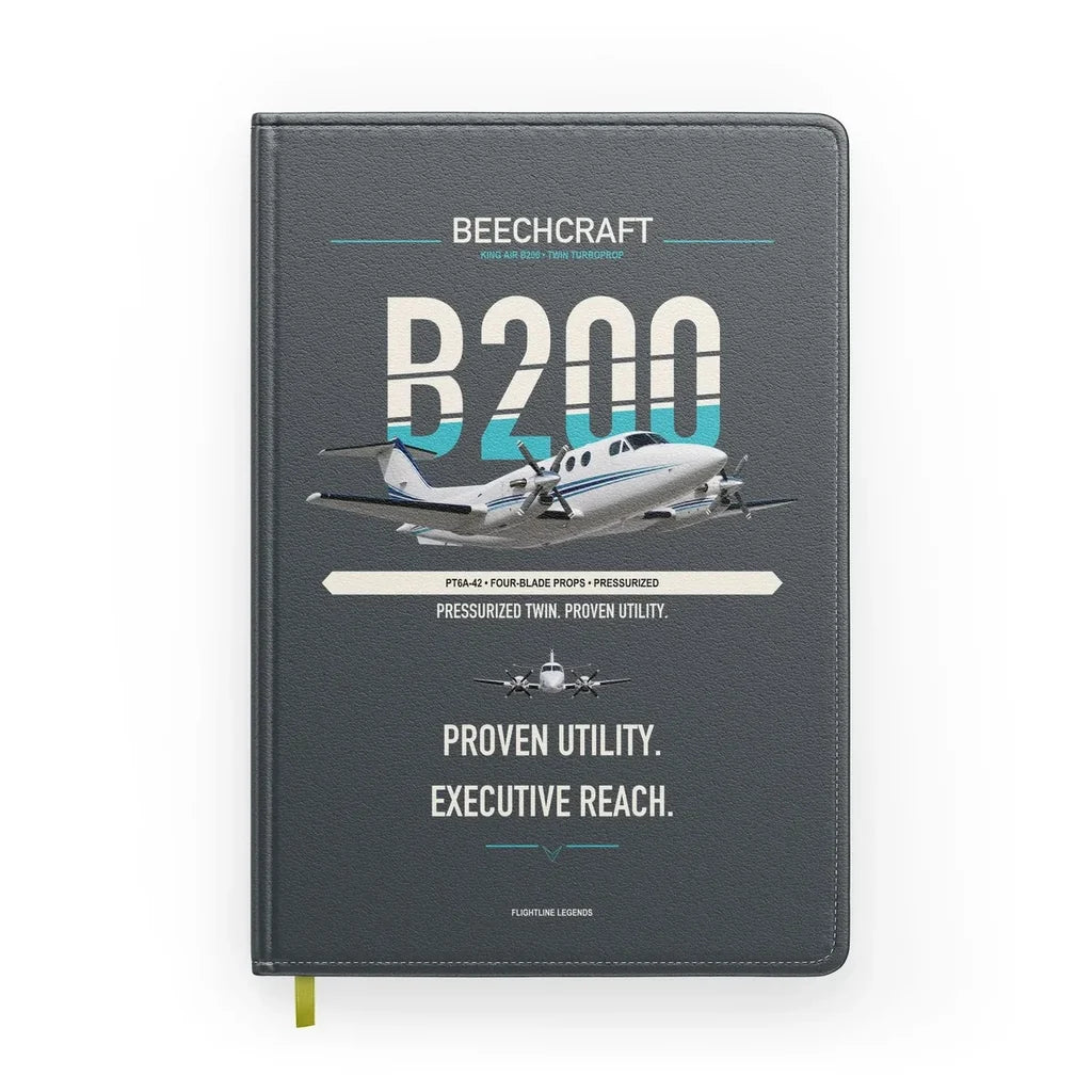 Beechcraft King Air B200 design on gray notebook