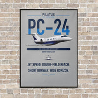 Thumbnail for Pilatus PC-24 vertical canvas print - framed - light gray background