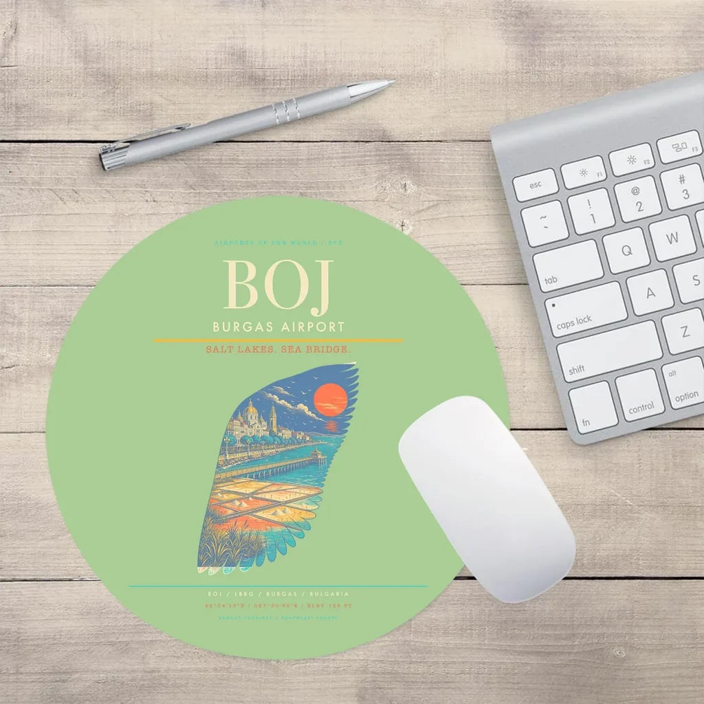 Burgas Airport BOJ Mouse-Pad Round - Light Green