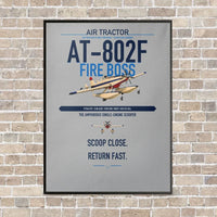 Thumbnail for Air Tractor AT-802F Fire Boss vertical canvas print - framed - light gray background