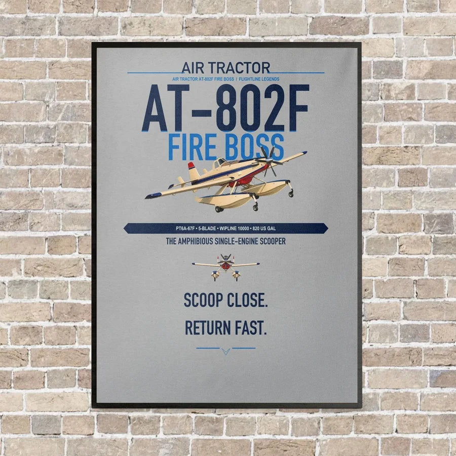 Air Tractor AT-802F Fire Boss vertical canvas print - framed - light gray background