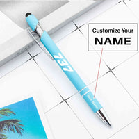 Thumbnail for Boeing 737 Flat Text touch pen - light blue with name
