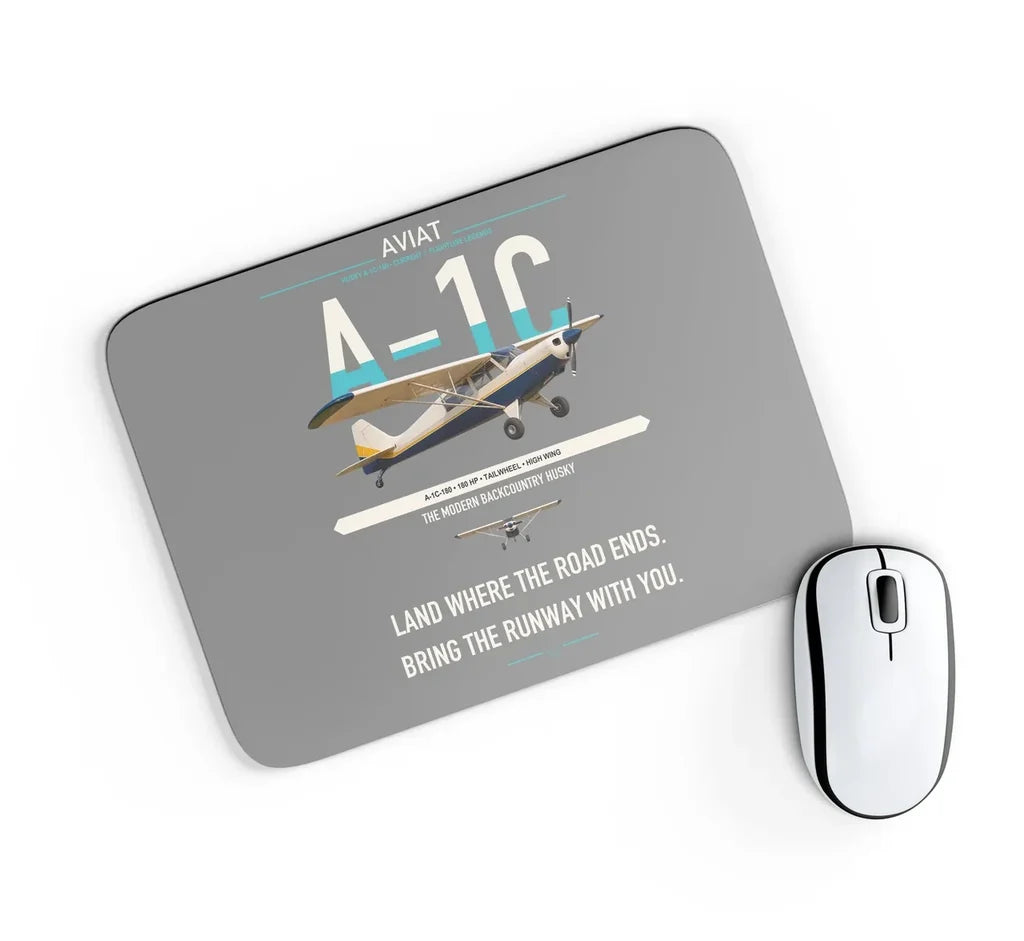 Aviat Husky A-1C-180 design on gray rectangle mouse pad