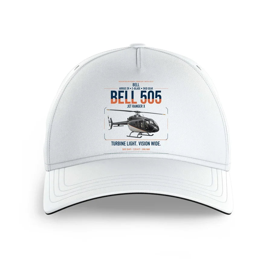 Bell 505 Jet Ranger X design on white printed hat