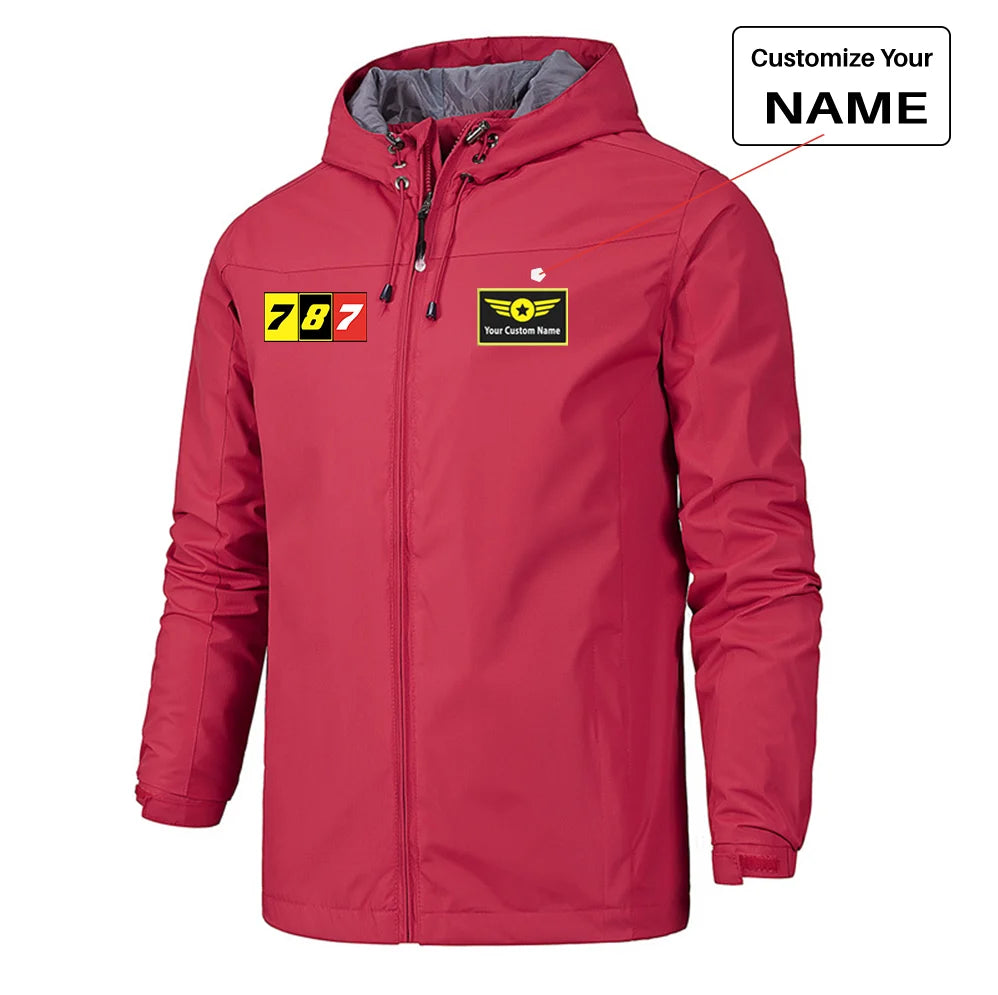 Flat Colourful 787 Designed Rain Jackets & Windbreakers - view 11
