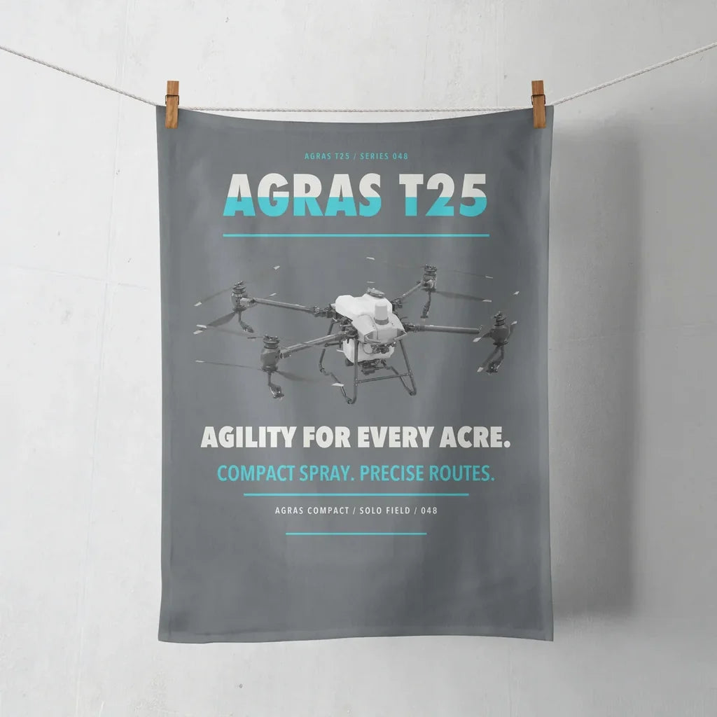 DJI Agras T25 design on gray towel