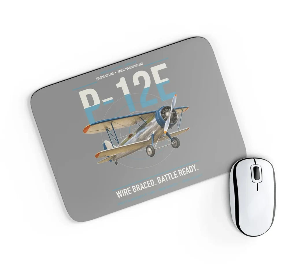 Boeing P-12E design on gray rectangle mouse pad