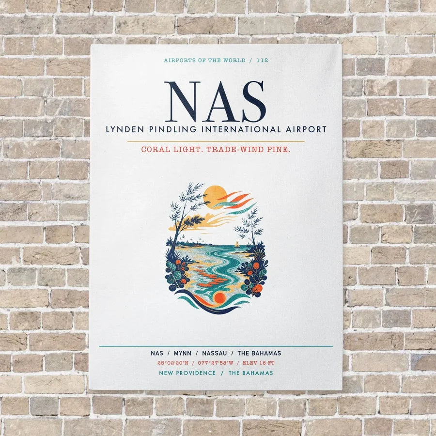 Lynden Pindling International Airport Nassau NAS vertical canvas print - no frame - white background