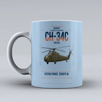 Thumbnail for Sikorsky CH-34C Choctaw design on light blue ceramic mug, double-side print