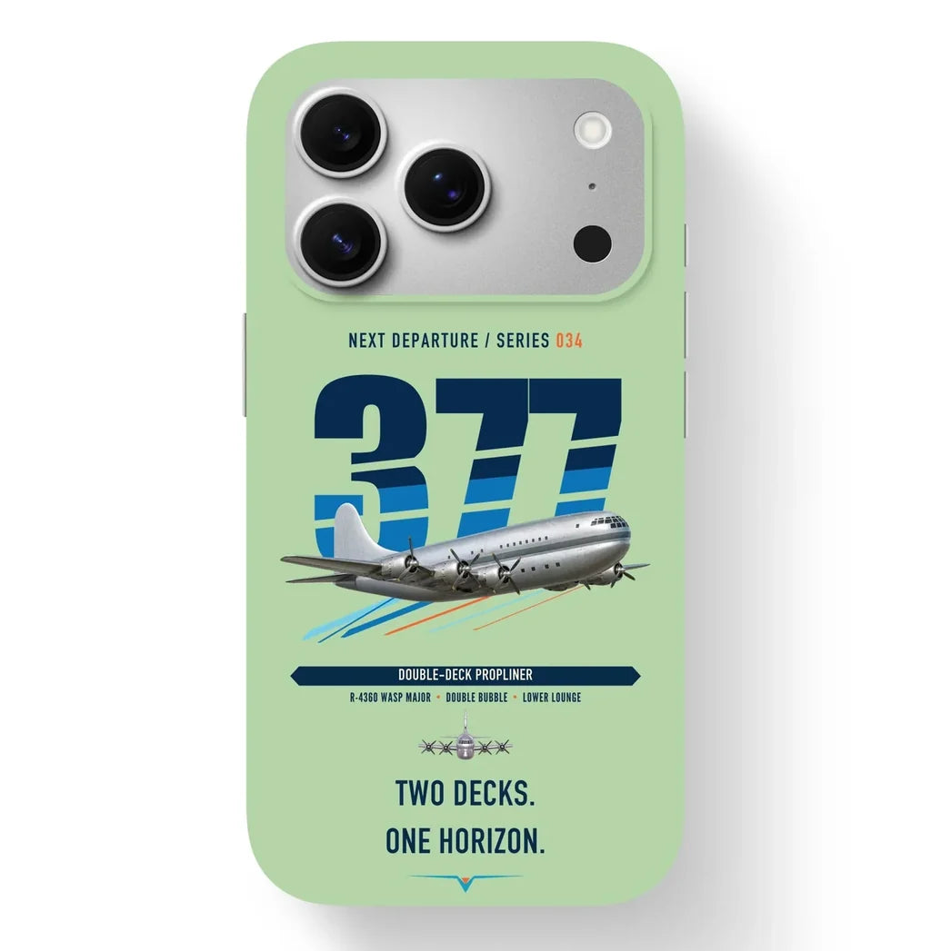 Boeing 377 Stratocruiser design on light green magsafe iphone case