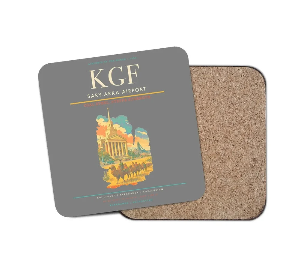 Sary-Arka Airport (KGF) design on gray 1 piece coaster
