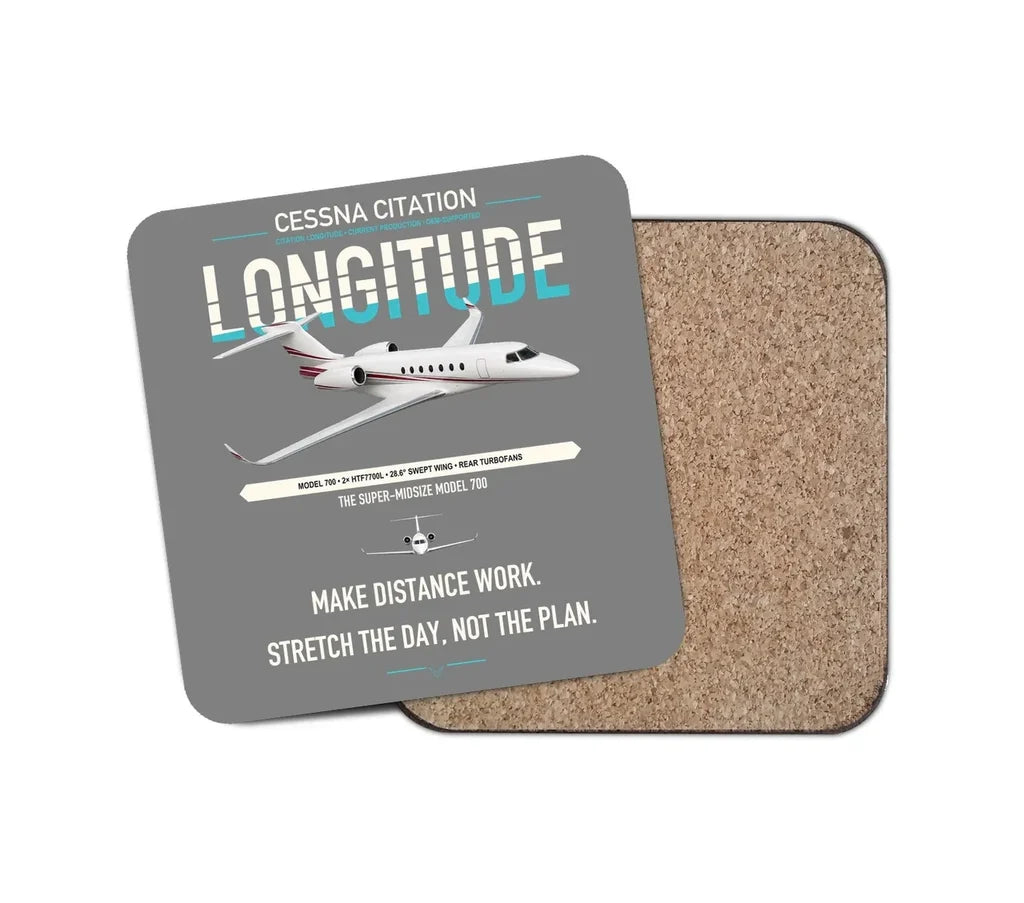 Cessna Citation Longitude design on gray 1 piece coaster