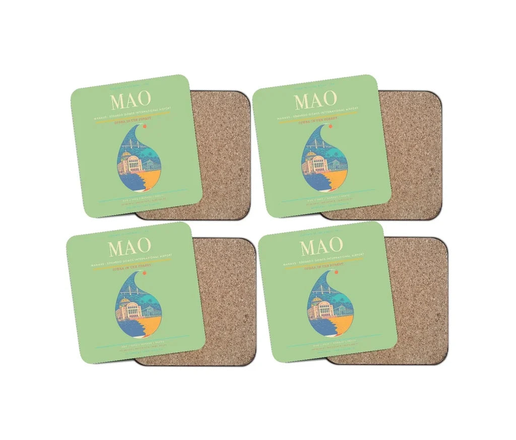 Manaus - Eduardo Gomes International Airport MAO Coaster 4-Pieces-Set - Light Green