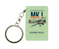 Thumbnail for Fairey Swordfish Mk I design on light green designed key chain, double-side print