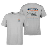 Thumbnail for Leonardo AW159 Wildcat HMA2 design on light gray t-shirt, double-side print