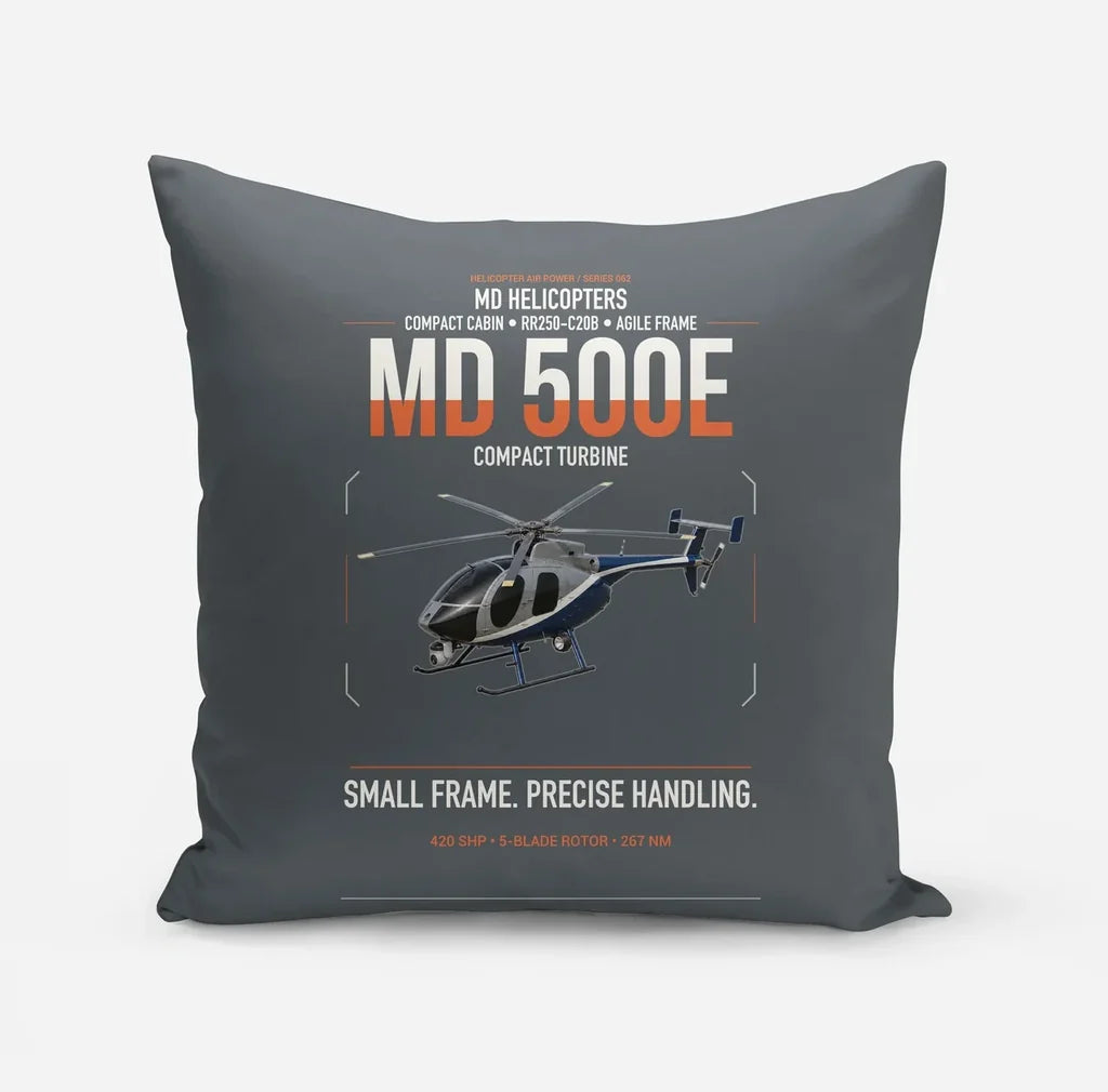MD Helicopters MD 500E design on gray pillow