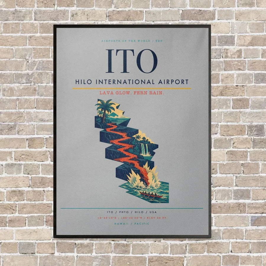Hilo International Airport ITO vertical canvas print - framed - light gray background