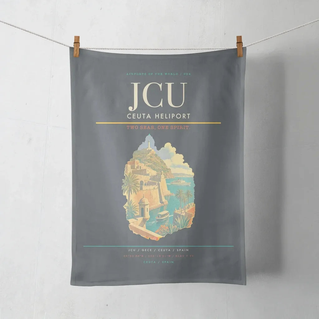 Ceuta Heliport (JCU) design on gray towel