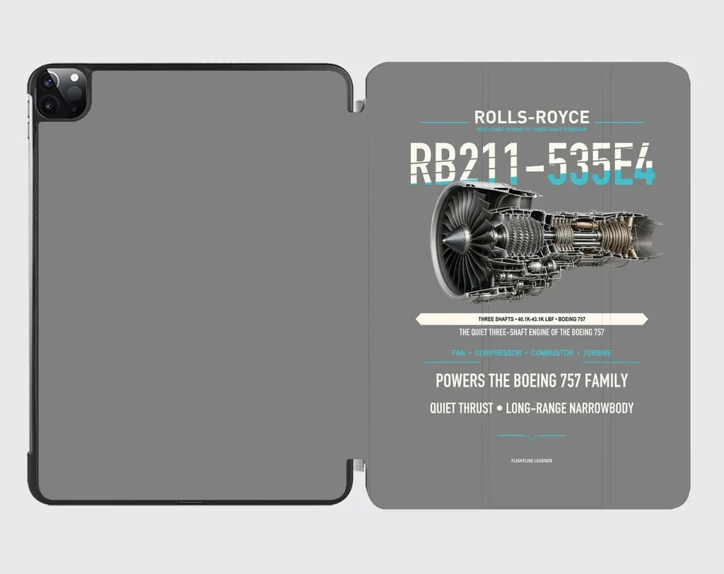 RB211-535E4 design on gray ipad tablet case