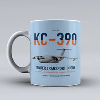 Thumbnail for Embraer KC-390 Millennium design on light blue ceramic mug, double-side print