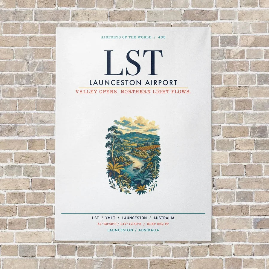 Launceston Airport LST vertical canvas print - no frame - white background