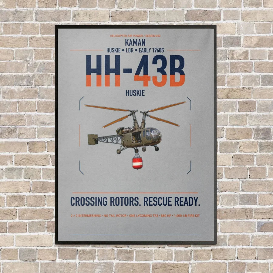 Kaman HH-43B Huskie vertical canvas print - framed - light gray background