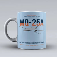 Thumbnail for MQ-25A STINGRAY design on light blue ceramic mug, double-side print
