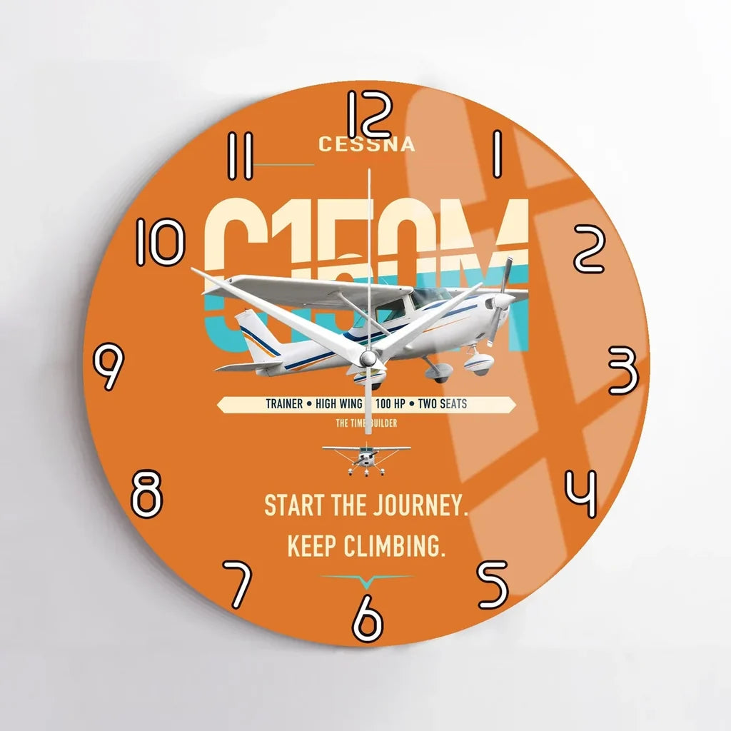 Cessna 150M design on orange no frame wall clock
