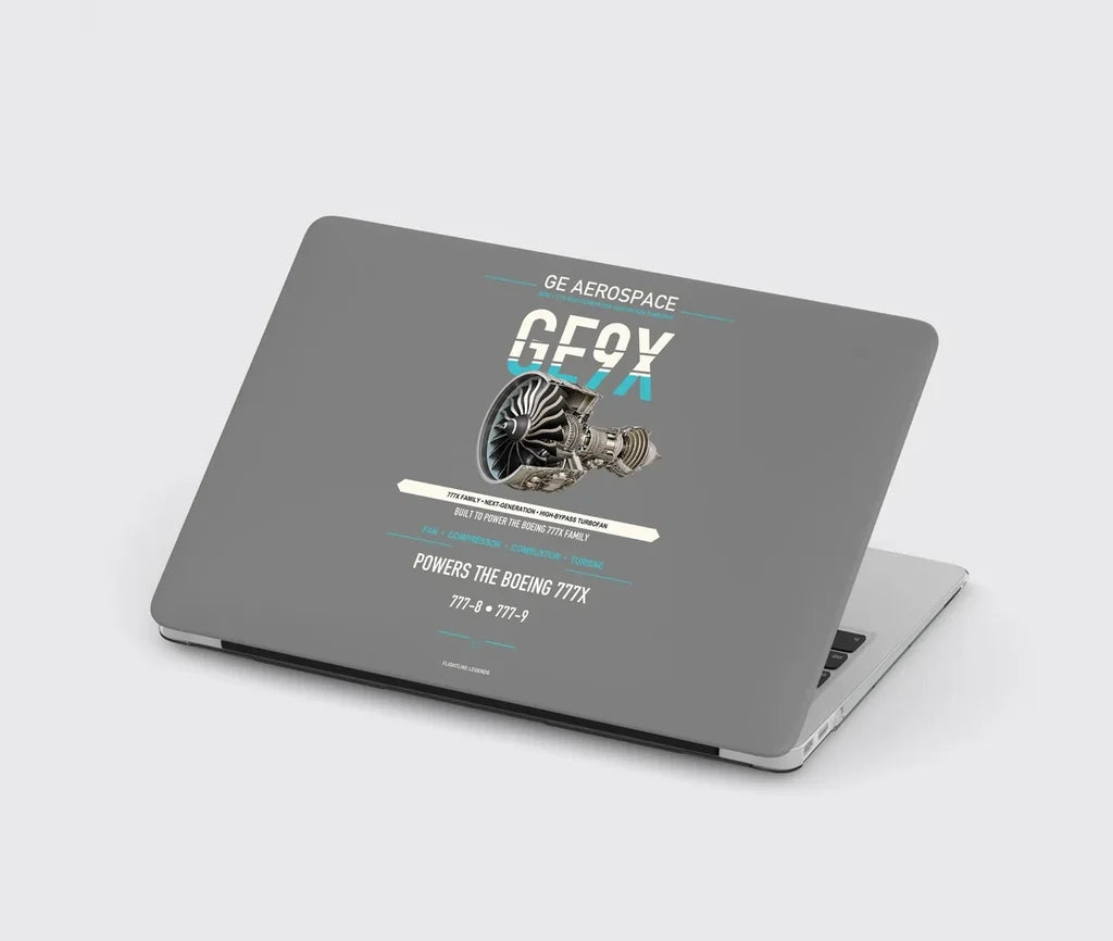 GE9X design on gray MacBook case